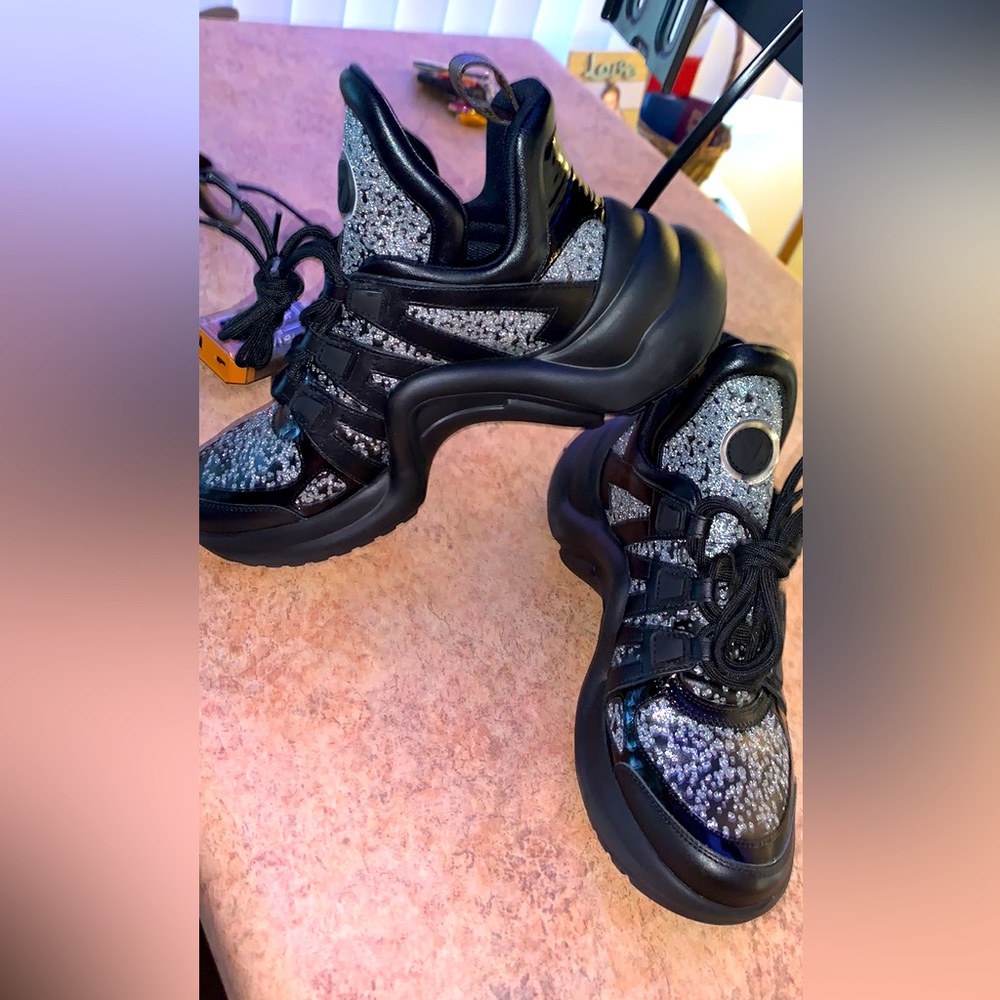 Brand new Louis Vuitton glitter trainer shoes no box used once, no souls